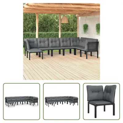 Produktbild von The Living Store 8-tlg. Garten-Lounge-Set Schwarz und Grau Poly Rattan