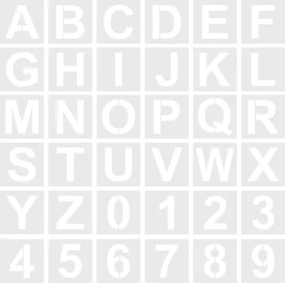 Produktbild von 36 Stück Buchstaben Schablonen Set, 10 cm Wiederverwendbare Buchstaben Zahlen Zeichen Schablonen, Kunststoff, für Holzschilder Malerei DIY und Handwerk, für Kuchen Malerei.(4 Zoll)