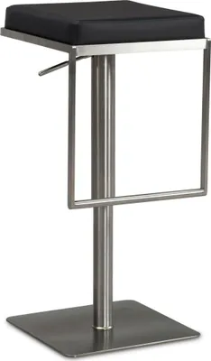 Produktbild von Barhocker Schwarz Kunstleder Edelstahl Design Barstuhl Modern, Tresenstuhl Drehbar Gepolstert, Bistrohocker Metall Hoch, Thekenhocker Höhenverstellbar, Hoher Hocker für Bar