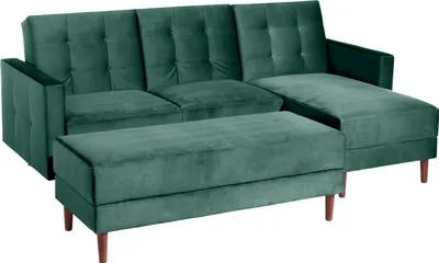 Produktbild von Max Winzer Funktionssofa mit Hocker Easy Relax - Samtvelours grün - Maße: 222 x 144 x 92 cm