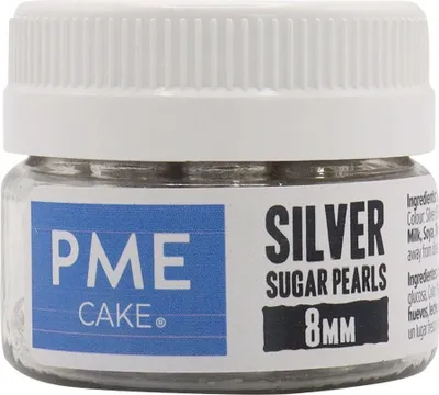 Zdjęcie produktu dla Cukrowe perełki dekoracyjne 100g 8 mm srebrny PME