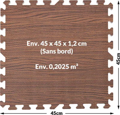 Image de MONZANA® Tapis puzzle aspect bois 8 pcs Brun dalle protection de sol 45x45cm anti-dérapant bruit hydrofuge musculation