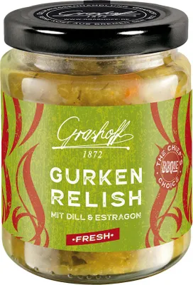 Produktbild von Grashoff BBQue Gurken Relish mit Estragon und milden Apfelessig 200ml