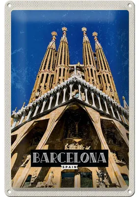 Produktbild von Blechschild Reise 20x30cm Barcelona Spanien Reiseziel Trip