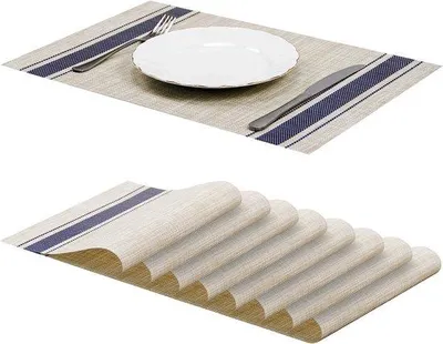 Immagine prodotto di Uniqoos® Set di 8 tovagliette – tovagliette in PVC antiscivolo e lavabili, resistenti al calore fino a 85°C, dimensioni 45 x 30 cm, ideali per tavoli da pranzo, ristoranti e hotel