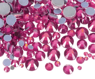 Productafbeelding van Hotfix-strassstenen set - 1036 stuks in 5 maten - voor nageldesign - rozenrood