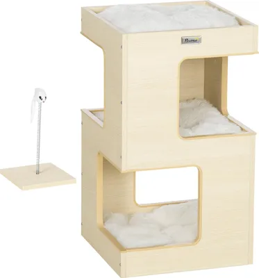 Zdjęcie produktu dla Cat Cave 3-Poziomowa Poduszka Dla Kota Domek Dla Kota Domek Dla Kota Zabawka Dla Kota Dąb 34X34X60 Cm