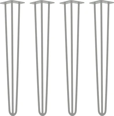 Produktbild von Natural Goods Berlin HAIRPIN Legs, Haarnadelbeine, Möbelfüße, Tischbeine, Grau, 71 cm, 3 Streben, 4 Stück