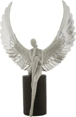Produktbild von Mauro Ferretti Dekofigur Engel Sparky Silber Schwarz 24x8x34 cm