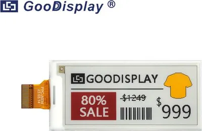 Produktbild von GoodDisplay 2,9-Zoll 4-Farben E-Ink Display, schnelle Aktualisierung in 11 Sekunden, SPI, JD79661-GDEY029F52