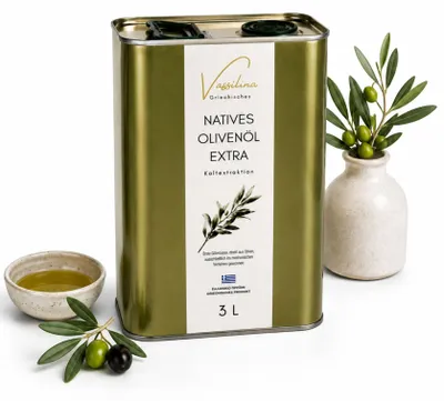 Produktbild von Vassilina Griechisches Natives Olivenöl Extra 3 L – Koroneiki, Kaltextraktion