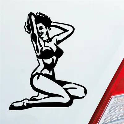Produktbild von Auto Aufkleber Pin up Girl Sexy Girl Tuning Vintage Retro 12x10 cm Schwarz Matt Sticker Heckscheibenaufkleber