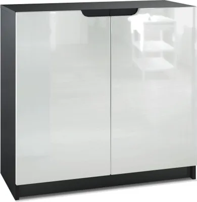Produktbild von Vladon Sideboard Logan,  Germany, Kommode mit 2 Türen, Schwarz matt/Weiß Hochglanz (82 x 78 x 37 cm)