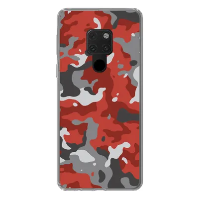 Produktbild von MuchoWow® Handyhülle Schutzhülle Hülle für Huawei P40 Lite Rot mit grauem Camouflage-Muster Silikon Softcase Handy Hülle - Handy
