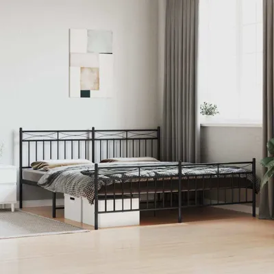 Produktbild von Cloris Designermöbel Bettgestell mit Kopf- und Fußteil Metall Schwarz 183x213 cm 2024 Neu