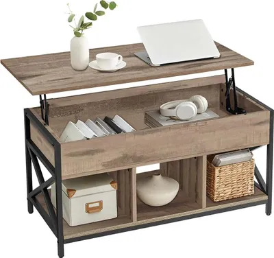 Produktbild von Couchtisch - Höhenverstellbar - 50 x 100 x 46,5-62 cm - Braun-Schwarz