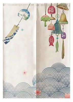 Produktbild von Türvorhang Japan Noren Raumteiler Leinen Kirschblüten 85x120cm