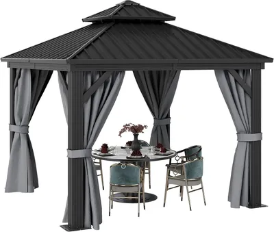 Produktbild von YITAHOME Pavillon 3x3 m, Winterfest Gazebo, Festem Dach, Stabil Winterfest Aluminium Hardtop Gartenpavillon, Schwarz