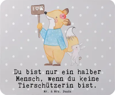 Produktbild von Mr. & Mrs. Panda Mauspad Tierschützerin Herz - Grau Pastell - Geschenk, pc mousepad, mausunterlage, laptop, Mouse Pad