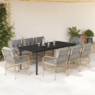 Produktbild von Möbel 9-tlg. Garten-Essgruppe mit Kissen Beigemischung Poly Rattan 2024