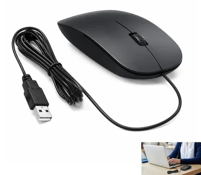 Productafbeelding van Bedrade muis, USB-muis met 1300 dpi, optische sensor, 3 knoppen, symmetrisch design
