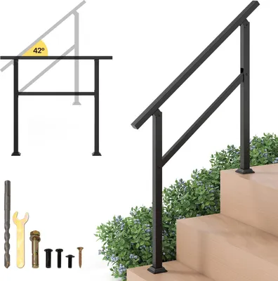 Image de Main courante d'escalier extérieur réglable, 104 cm, métal
