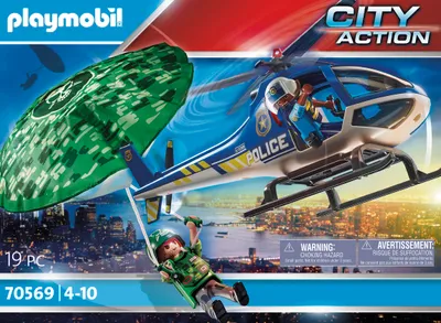 Image de PLAYMOBIL City Action 70569 Hélicoptère de la police : poursuite en parachute