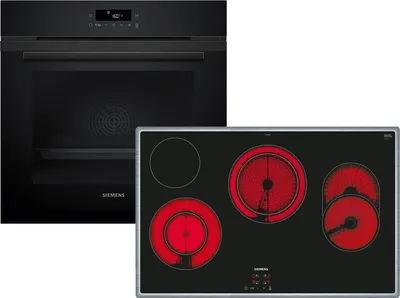 Produktbild von Siemens PQ225EA00Z (HB271ABB3+ET845HH17), Keramik, 4 Zone(n), Glaskeramik, Schwarz, Berührung, 79,5 cm