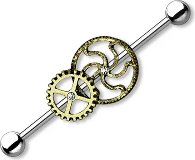 Produktbild von Industrial Stab Piercing Ohr Zahnräder Straight Barbell Hantel silber