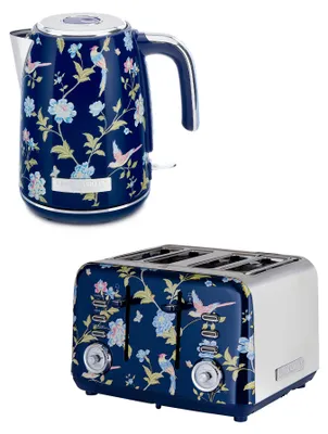 Produktbild von Laura Ashley Frühstücks-Set – Jug-Wasserkocher 1,7 l & 4-Schlitz-Toaster – Elveden Marine von VQ