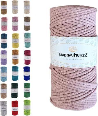 Productafbeelding van Katoenen koord - Haakkoord gevlochten garen - Macramé projecten maken - gecertificeerd garen - 3 mm 100 meter - Pioenrozen
