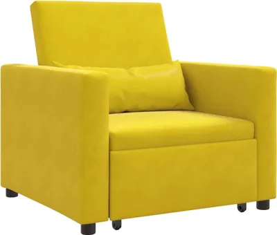Image de vidaXL Canapé-lit simple convertible avec roulettes, velours jaune