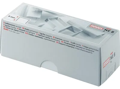 Produktbild von NOVUS Heftklammern NE8 SUPER, Stahldraht, Kapazität 40 Blatt, Schenkellänge 8 mm, 5000er, für Elektrogeräte
