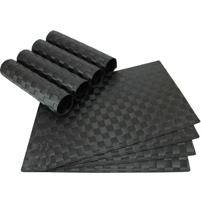 Immagine prodotto di Tovaglietta MODERNA Set di 8 tovagliette in plastica nera intrecciata 45x30 cm