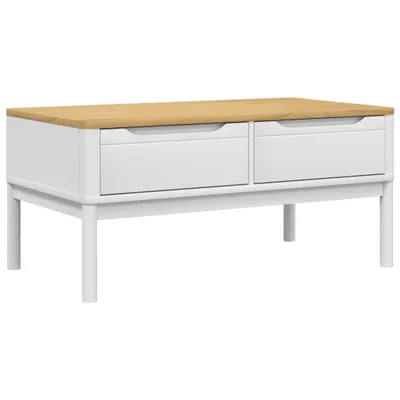 Productafbeelding van vidaXL Salontafel FLORO, wit, 99x55,5x45 cm, massief grenenhout