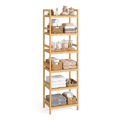 Produktbild von SONGMICS Bambus Standregal mit 6 Ablagen, Bücherregal, für Wohnzimmer, Bad, Küche, Schlafzimmer, naturfarben