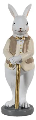 Produktbild von Clayre & Eef Figur Kaninchen 5x5x15 cm Beige Weiß Polyresin