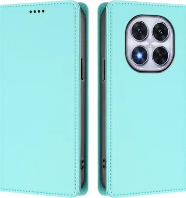 Obrázek produktu pro Kožené pouzdro pro Xiaomi Redmi Note 14 Pro 4G, magnetické flipové pouzdro zPolyuretankůže se stojánkem Mátově zelená