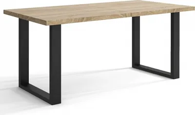 Produktbild von Rechteckiger Esszimmertisch TIMI, ausziehbarer Tisch, Größe: 160 x 90 cm bis 210 cm, Wohnzimmertisch Farbe: Hellbraun, mit Holzbeinen in Farbe Schwarz