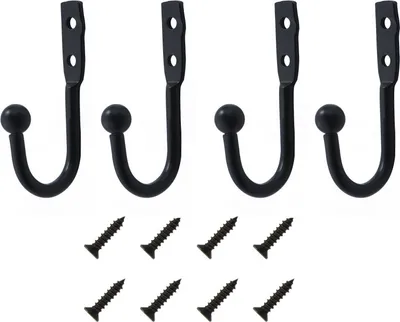 Produktbild von INF Wandhaken mit Schrauben im 4er-Pack Schwarz