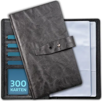 Produktbild von Visitenkarten Aufbewahrung für 300 Karten - Visitenkartenmappe klein - Übersichtlicher und platzsparender Visitenkartenordner aus Kunstleder