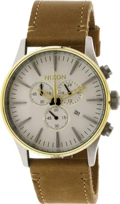 Produktbild von Nixon A405-2548 Sentry Chrono Leather Gold Cream Tan 42mm 10ATM