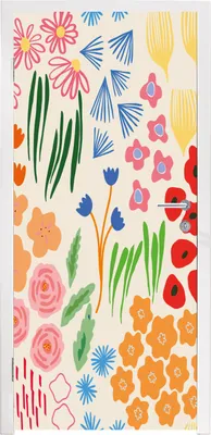 Produktbild von MuchoWow® Türtapete Selbstklebende Türfolie Blumen - Muster - Feldblumen 90x235 cm Türposter Türaufkleber Klebefolie Türklebefolie - XXL-Plakaten - Foster für Türen - Aufkleber