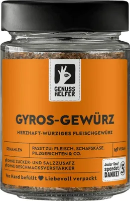 Produktbild von Gyros-Gewürz, gemahlen, griechische Gewürzmischung, ideal für Souvlaki und Gyros, 60g im Glas