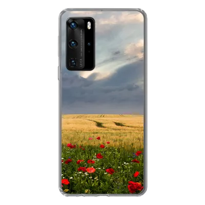 Produktbild von MuchoWow® Handyhülle Schutzhülle Hülle für Huawei P40 Pro Blumen - Weizen - Wolken Silikon Softcase Handy Hülle - Schutz
