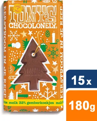 Produktbild von Tony's Chocolonely - Chocolate Christmas Milk Gingerbread | 1 Stück | 15 Stücke