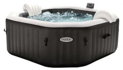Produktbild von INTEX 28462 - Whirlpool - PureSPA Jet + Bubble Deluxe (octagon,onyx black, Ø218 außen/Ø168cm innen) App Steuerung