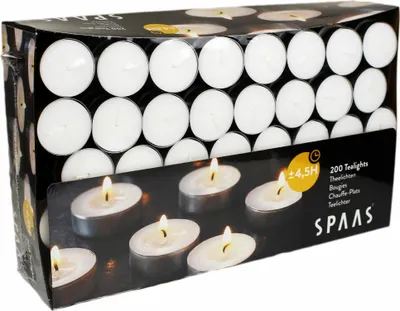 Produktbild von Spaas Candles 0351050.000, Rund, Weiß, 4,5 h, 200 Stück(e)