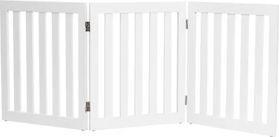 Produktbild von COSTWAY Zábrana pro psy vysoká 60 cm, skládací dřevěná bezpečnostní brána, zábrana pro psy na schodech, flexibilní bezpečnostní brána (3 panely, bílá)
