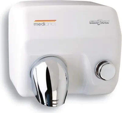 Produktbild von Mediclinics Saniflow Händetrockner mit Druckknopf 2250 Watt, Farbe:Weiß